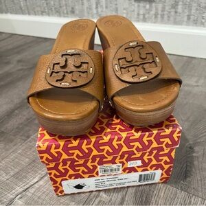 Tory Burch Brown Leather Platform Sandals